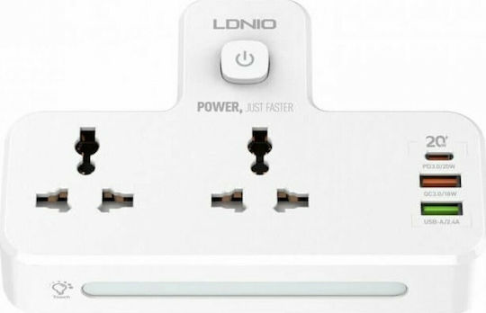 Ldnio SC2311 Socket Adapter From Universal To Greece With 3 USB Ports