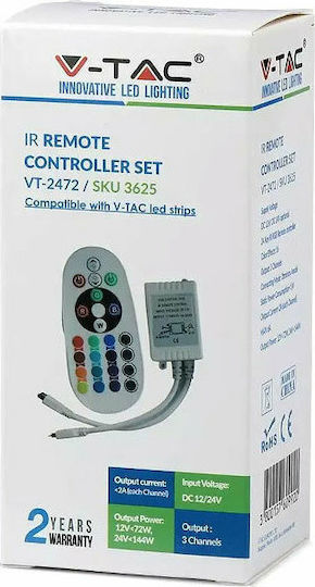 V-TAC VT-2472 Ασύρματο RGB Controller IR με Τηλεχειριστήριο 3625