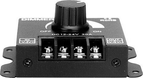 GloboStar Wall Mounted Dimmer Switch with Frame LED Strip Rotary 360W External Knob 12-24 Volt 30 Ampere 360/720 Watt