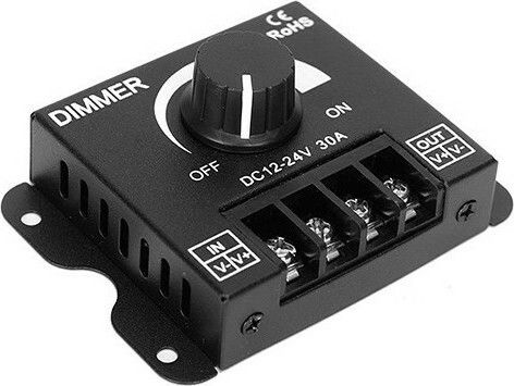 GloboStar Wall Mounted Dimmer Switch with Frame LED Strip Rotary 360W External Knob 12-24 Volt 30 Ampere 360/720 Watt