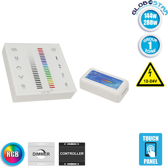 GloboStar Επιτοίχιος Διακόπτης Dimmer με Πλαίσιο Ταινία LED Αφής