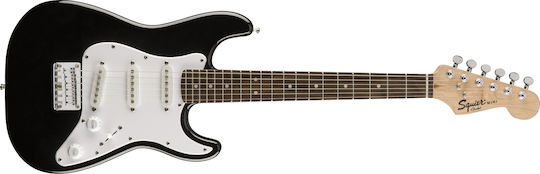 Squier Mini V2 Електрическа Китара Stratocaster с SSS Конфигурация на Пикапите Черно