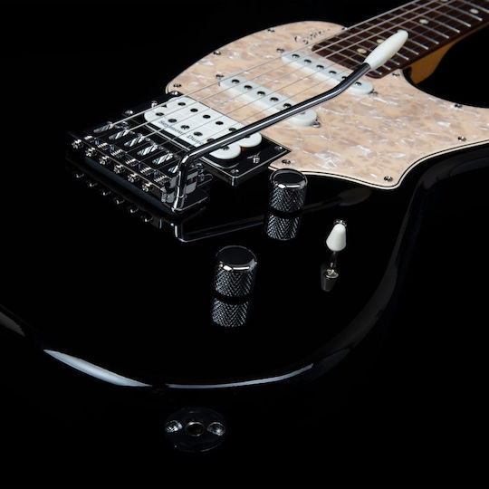 Godin Session LTD Electric Guitar Stratocaster with HSS Pickup Configuration Black High Gloss