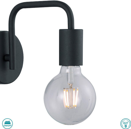 Trio Lighting Diallo Vintage Lamp Wall with Socket E27 Black 10cm