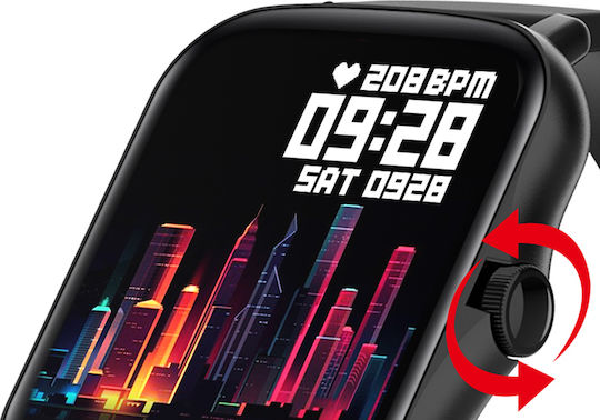 Colmi P8 Plus 43mm Smartwatch με Παλμογράφο (Μαύρο)