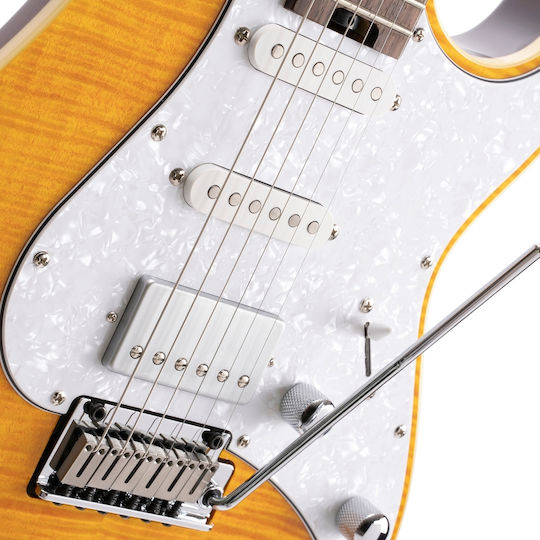 Cort G-280 Select Elektrische Gitarre Stratocaster mit HSS Tonabnehmerkonfiguration Amber