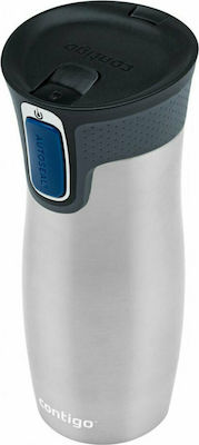 Contigo West Loop Glass Thermos Stainless Steel BPA Free Silver 470ml with Mouthpiece 2095832