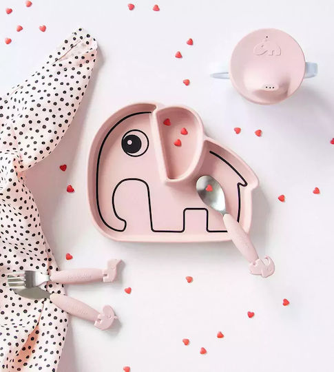 Done by Deer Baby Food Plate Stick & Stay Elphee made of Silicone Pink 1799231