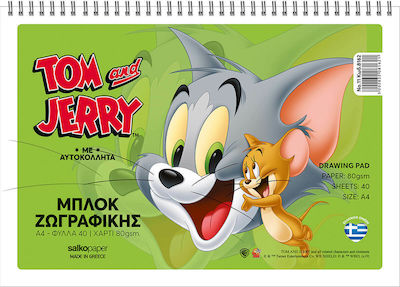 Salko Paper Ζωγραφικό Μπλοκ Tom & Jerry A4 21x29.7cm 40 Blätter