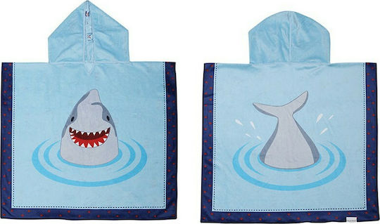 Flapjackkids Kids Beach Poncho Sharks Light Blue Reversible 61 x 61cm