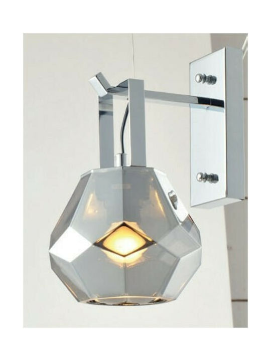 Aca Modern Lamp Wall with Socket E27 Silver 23x22.5x23.5cm