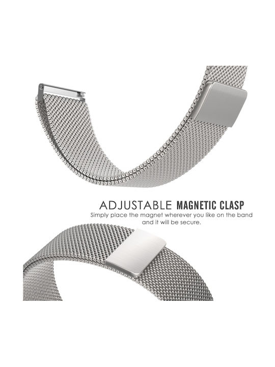 Milanese QuickFit Magnetic Strap Stainless Steel Silver (Galaxy Watch (46mm) / Gear S3)