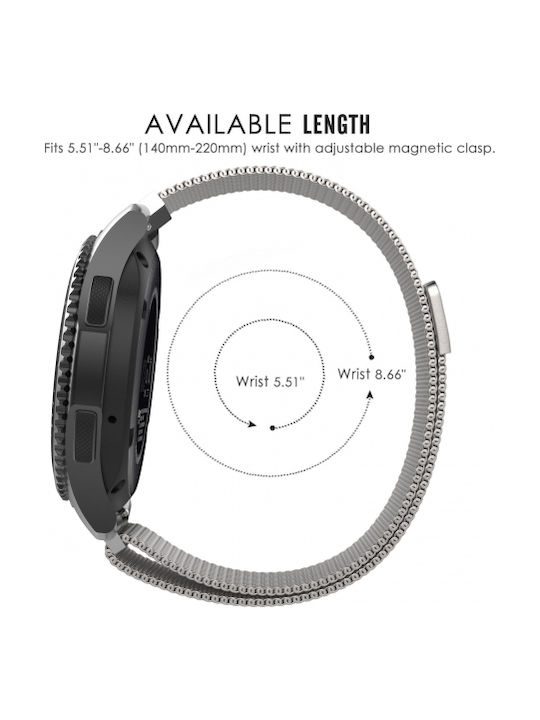 Milanese QuickFit Magnetic Strap Stainless Steel Silver (Galaxy Watch (46mm) / Gear S3)