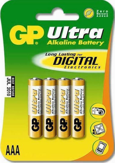 GP Batteries Ultra Αλκαλικές Μπαταρίες AAA 1.5V 4τμχ