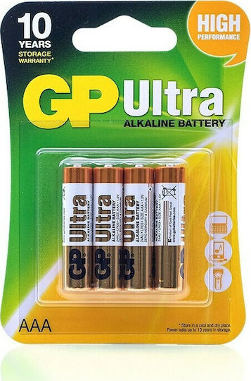 GP Batteries Ultra Αλκαλικές Μπαταρίες AAA 1.5V 4τμχ