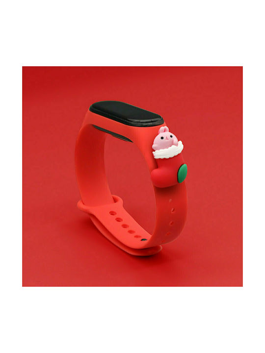 Hurtel Christmas Holidays Strap Silicone with Pin Red Santa 1 (Mi Band 3/Mi Smart Band 4)