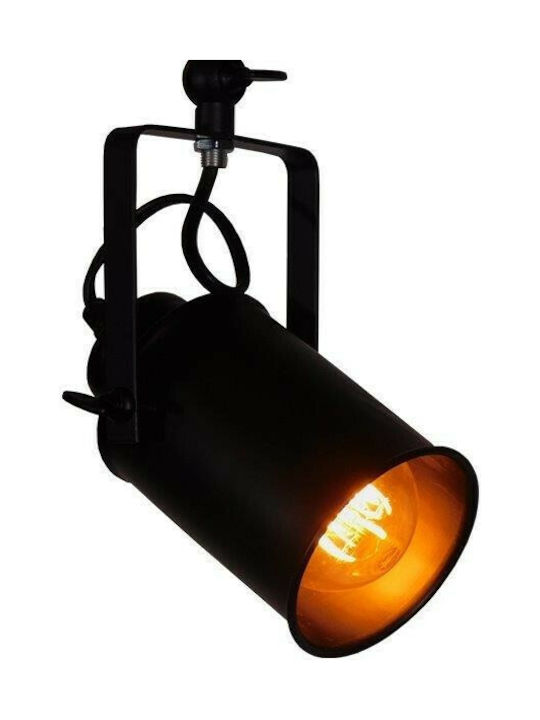 GloboStar Industrial Hollywood Single Spot with Socket E27 in Black Color