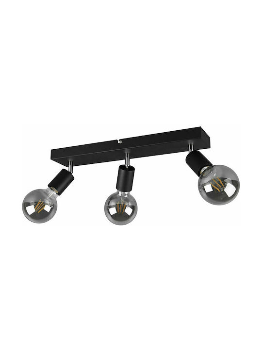 Trio Lighting Vannes Τριπλό Σποτ με Ντουί E27 σε Μαύρο Χρώμα