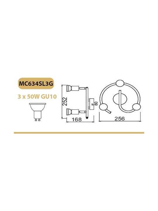 Aca Trinity Dreifach Spot mit Fassung GU10 in Silber Farbe