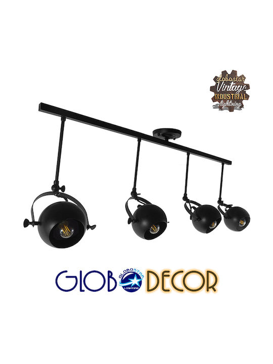 GloboStar Industrial Cannes Spot with 4 Lights and with Socket E27 in Black Color