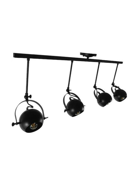 GloboStar Industrial Cannes Spot with 4 Lights and with Socket E27 in Black Color