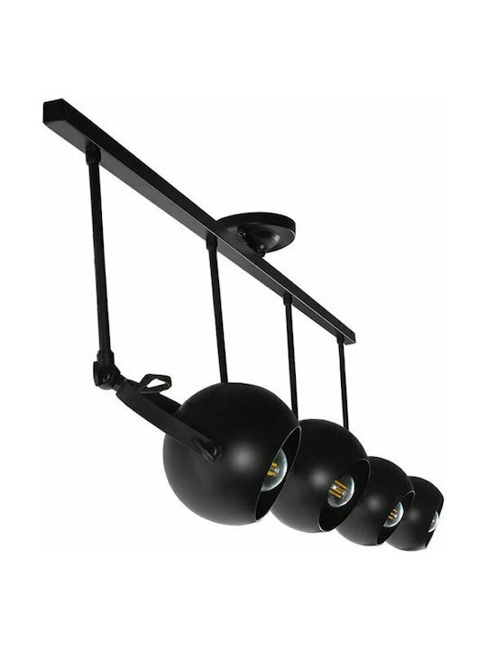 GloboStar Industrial Cannes Spot with 4 Lights and with Socket E27 in Black Color