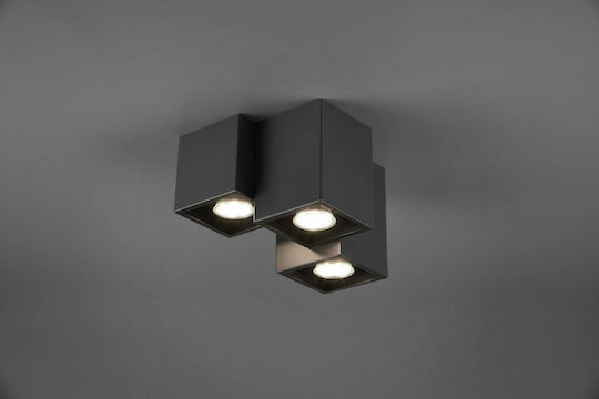 Trio Lighting Fernando Тройно Спот с Цокъл GU10 в Черен Цвят