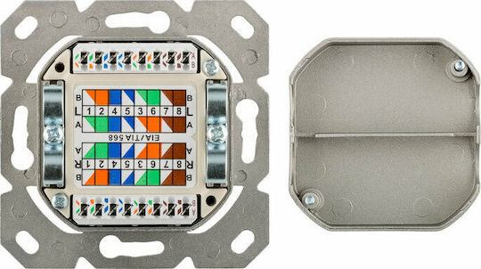 Goobay Διπλή Πρίζα Δικτύου RJ45 με Πλαίσιο Τύπου Cat6 σε Λευκό Χρώμα 68721