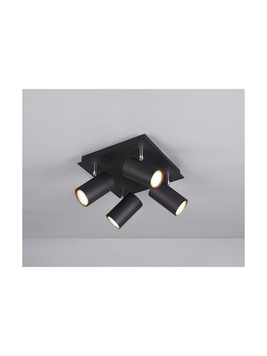 Trio Lighting Marley Σποτ με 4 Φώτα και με Ντουί GU10 σε Μαύρο Χρώμα