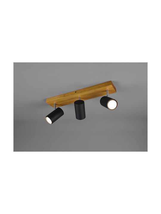 Trio Lighting Marley Тройно Спот с Цокъл GU10 в Черен Цвят