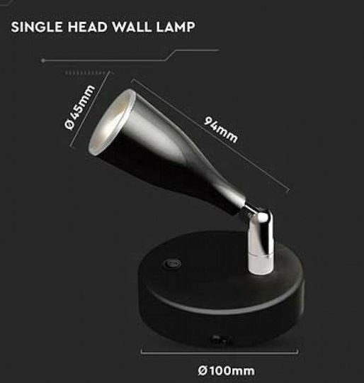 V-TAC Monos LED Spot în Culoare Negru