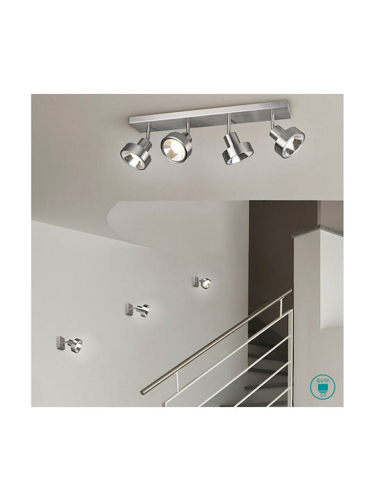 Trio Lighting Leon Spot with 4 Lights and with Socket GU10 in Silver Color