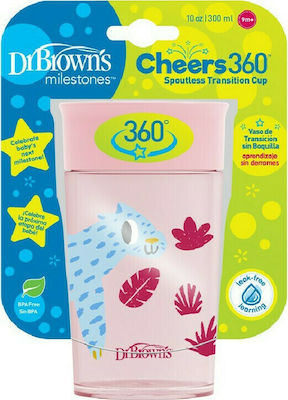 Dr. Brown's Cănuțe pentru Copii și Bebeluși Cheers 360° din Plastic Roz 1buc 300ml pentru m+