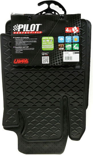 Lampa Σετ Μπροστινά και Πίσω Πατάκια 4τμχ για Fiat Panda 2012 Μαύρα