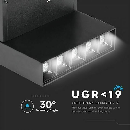 V-TAC LED Φυσικό Λευκό Σποτ με 5 Φώτα σε Μαύρο Χρώμα