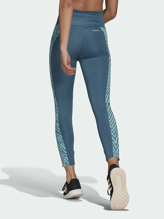 Adidas AeroReady Designed Move Training Γυναικείο Cropped Κολάν Ψηλόμεσο Orbit Indigo