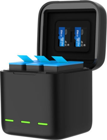 Telesin 3-Slot Charger Box + 3 Batteries Charger for GoPro Hero 11 / Hero 10 / Hero 9