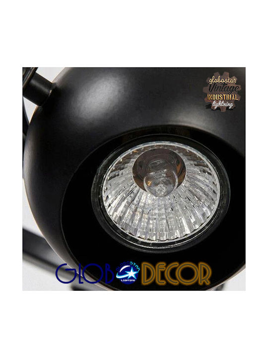 GloboStar Industrial Cannes Double Spot with Socket E27 in Black Color