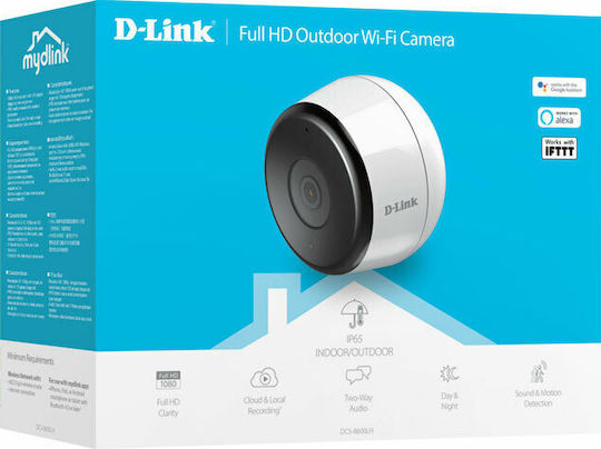 D-Link DCS-8600LH IP Surveillance Camera Wi-Fi Full HD 1080p Waterproof with Two-Way Communication and Lens 3.6mm