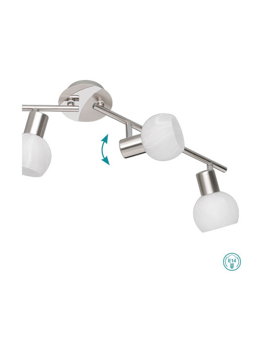 Trio Lighting Antibes Σποτ με 4 Φώτα και με Ντουί E14 σε Ασημί Χρώμα