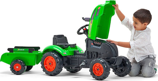 Tractor pentru copii XTractor De la picior la podea cu caruta si pedala Verde