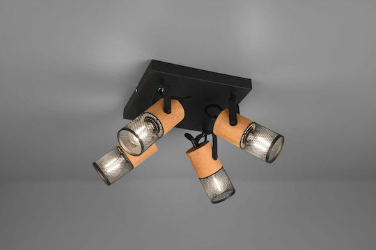 Trio Lighting Tosh Spot cu 4 Lumini și cu Soclu E14 Lemn Alb - Negru Mate Trio Lighting Tosh Spot cu 4 Lumini și cu Soclu E14 Lemn Alb - Negru Mate
