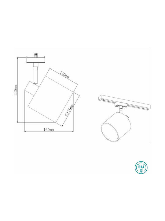 Trio Lighting Duoline Single Spot with Socket E14 in White Color