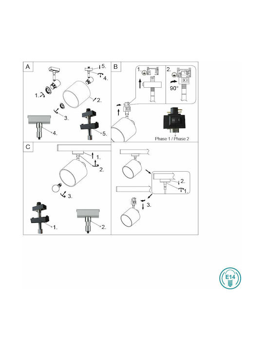 Trio Lighting Duoline Single Spot with Socket E14 in White Color