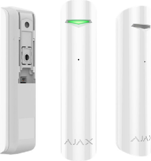 Ajax Systems GlassProtect WiFi Glass Break Sensor Battery with Range 9m Wireless Breakage in White Color