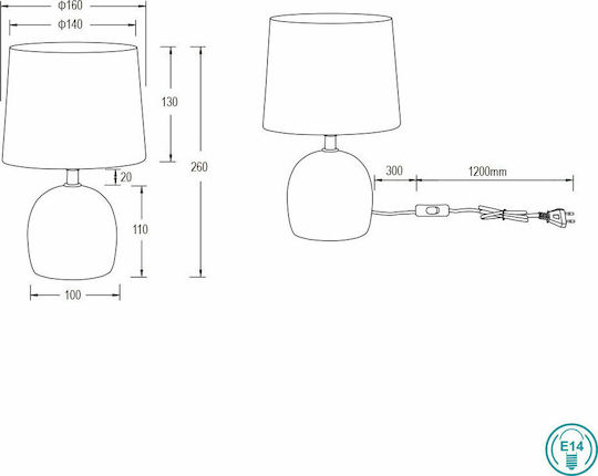 Trio Lighting Malu Ceramic Table Lamp for Socket E14 with Beige Shade and Base