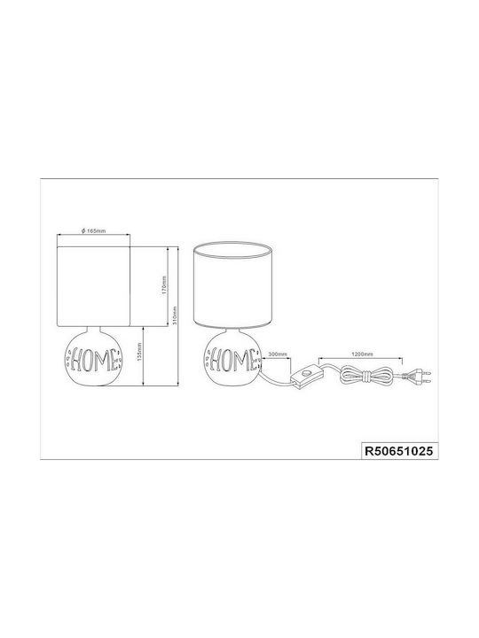 Trio Lighting Κεραμικό Πορτατίφ για Ντουί E14 με Μπεζ Καπέλο και Βάση