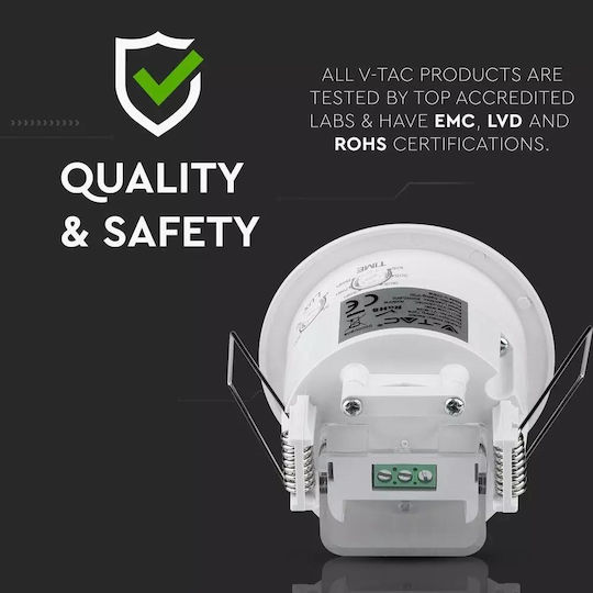 V-TAC VT-8029 Ενσύρματος Αισθητήρας Κίνησης Υπερύθρων 360° Εμβέλειας 6m
