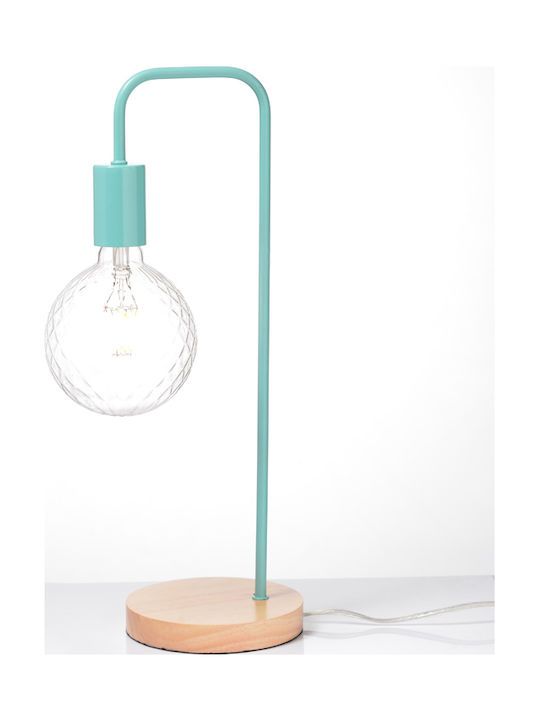 Aca Metal Table Lamp for Socket E27 with Turquoise Base