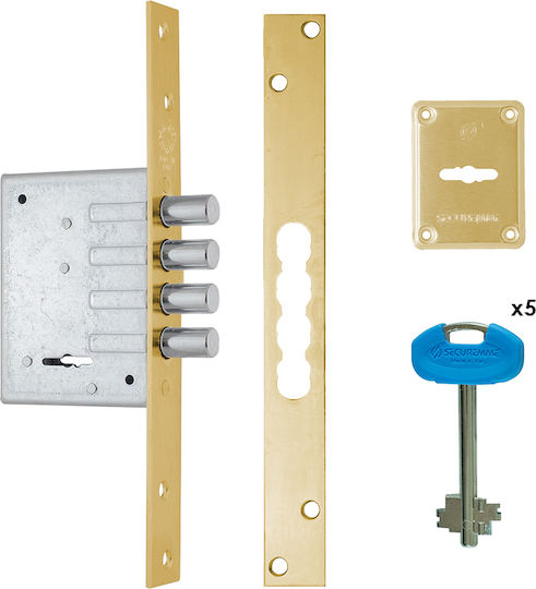 Securemme Recessed Lock Safe deposit box with Cylinder and Center 45mm Gold